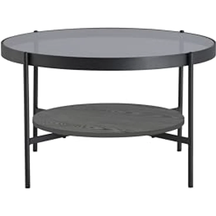 MID.YOU Couchtisch, rund, Schwarz, Metall und Glas, 73.5x42.5x73.5 cm, einfacher Aufbau – Bild 6