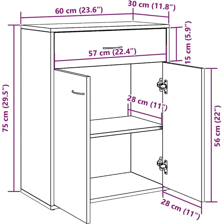 vidaXL Sideboard Altholz-Optik 60x30x75 cm Holzwerkstoff 855896 – Bild 9