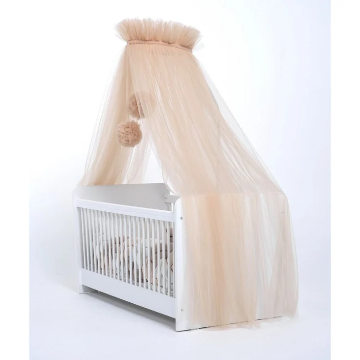 Baby Fancyroom Betthimmel Tüll Betthimmel für Babybett Babywiege Beistellbett Moskitonetz, 165cm lang, mit 2 Bommeln – Bild 2