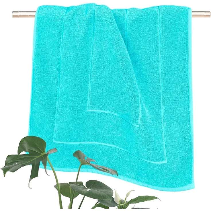 Lashuma Badematte London, Höhe 5 mm, schnell trocknend, Frottee, rechteckig, Badezimmer Matte robust 50x90 cm türkis – Bild 3