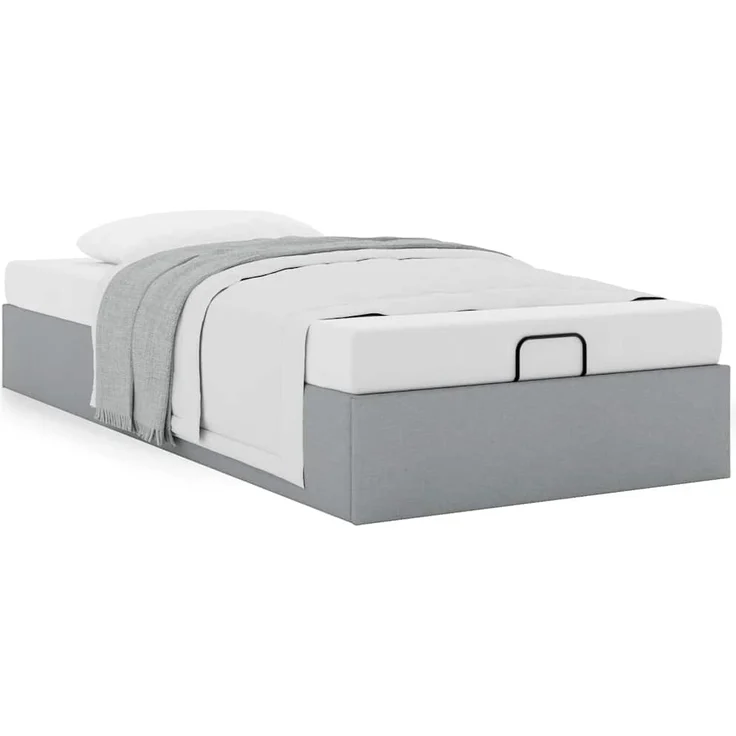 vidaXL Ottoman-Bett ohne Matratze Hellgrau 100x200 cm Stoff 3310854 – Bild 1