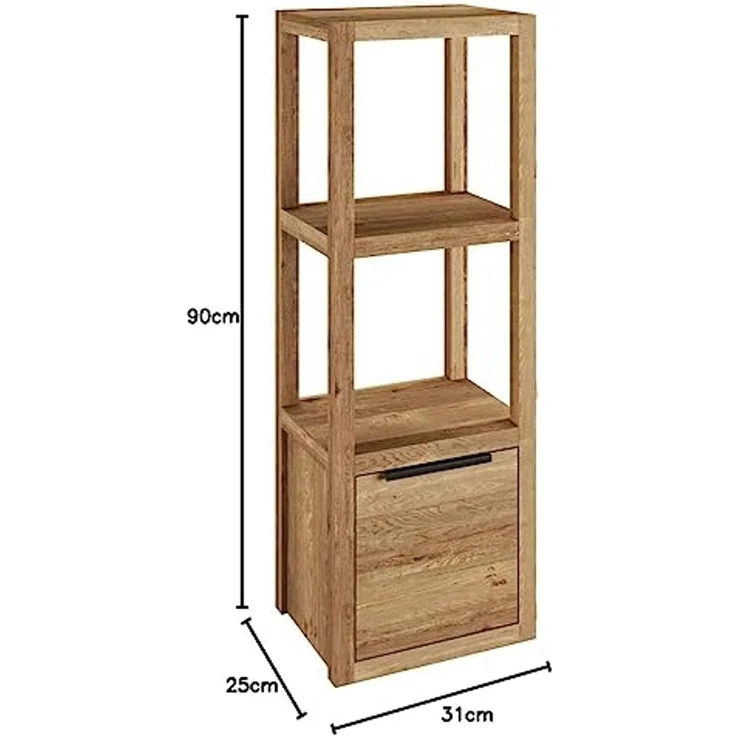 Wandregal Holz Wildeiche 1-türig 31x90x25 cm Woodkings Sydney Hängeregal Regal für Badezimmer Badregal Wandregal-Gäste-WC Massivholz Regal-Holz – Bild 3
