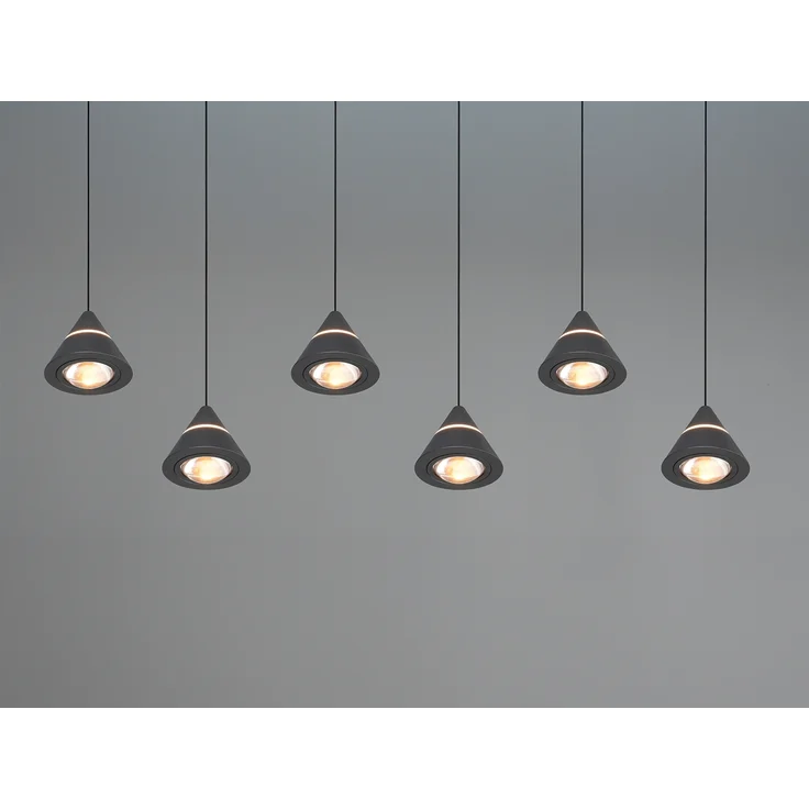 LED Pendelleuchte ROMEO höhenverstellbar, 6-flammig Schwarz, Breite 75cm – Bild 5