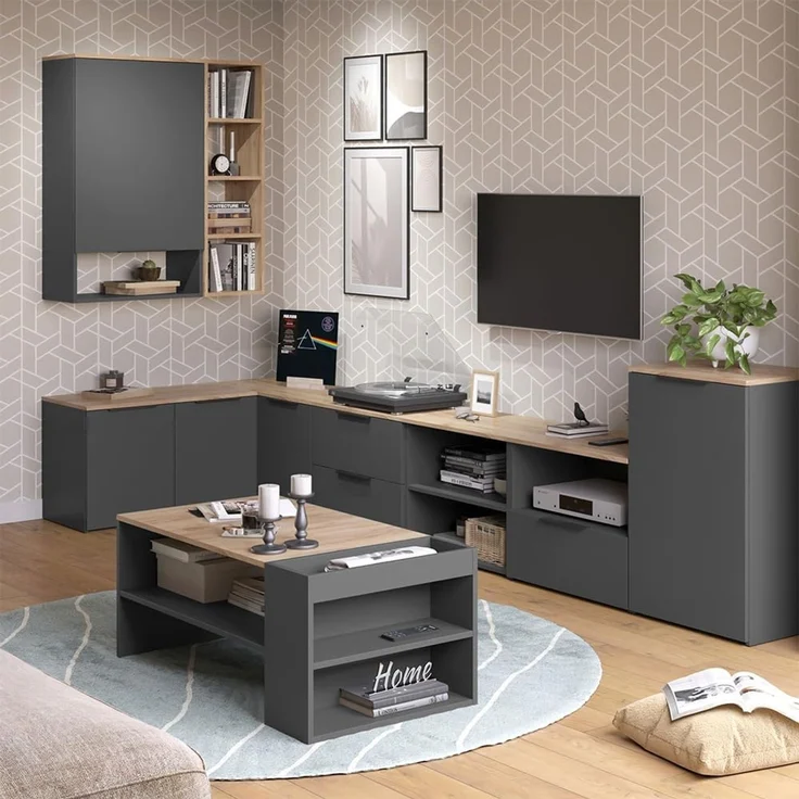 Kommode Wido Anthrazit 50 x 80 cm mit Regal Vicco – Bild 8
