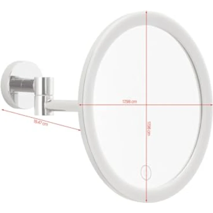 tesa Schminkspiegel Visioon Kosmetikspiegel mit Beleuchtung, Montage ohne Bohren, Chrom (Komplett-Set, 1-St, Make-Up-Spiegel mit Schwenkarm, USB-C-Ladekabel, Power. Kit Klebelösung), Wandspiegel mit dimmbaren LEDs, 5-fach Vergrößerung, Touch-Bedienung – Bild 4