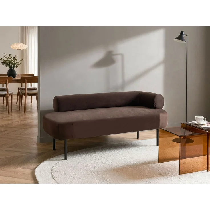 Rechtsseitige Chaiselongue MIRMANDE Samtstoff Dunkelbraun – Bild 3