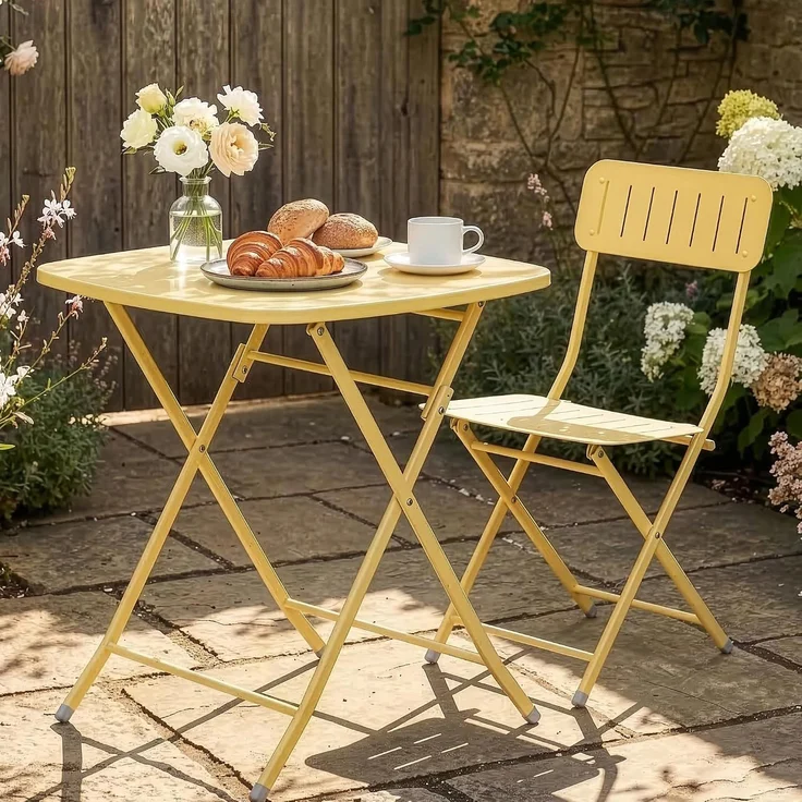 Klapptisch Sande Stahl 71x70x70 cm Gelb [en. casa] – Bild 5