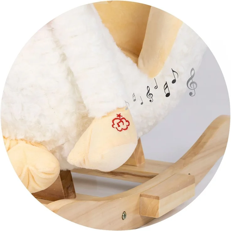 Chipolino Schaukeltier Sitz Musik Holz Plüsch Handgriffe Fußstütze ab 10 Monate weiß – Bild 4