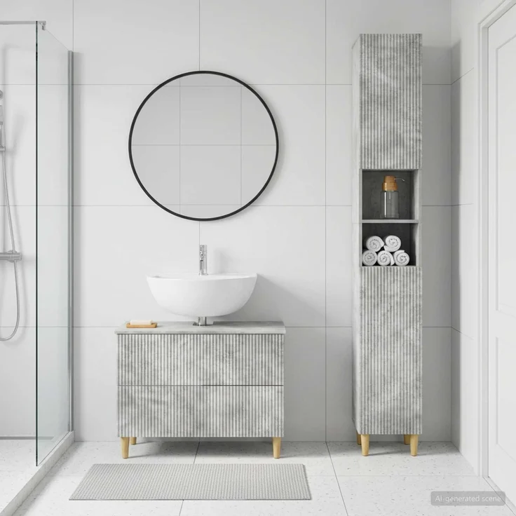 vidaXL 2-teiliges Badezimmer Schrank Set ARNHEM Betongrau 3417525 – Bild 1
