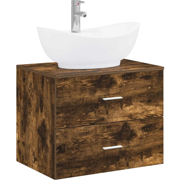 vidaXL Waschbeckenschrank Geräucherte Eiche 62,5 x 44,5 x 80 cm 3404402 – Bild 2