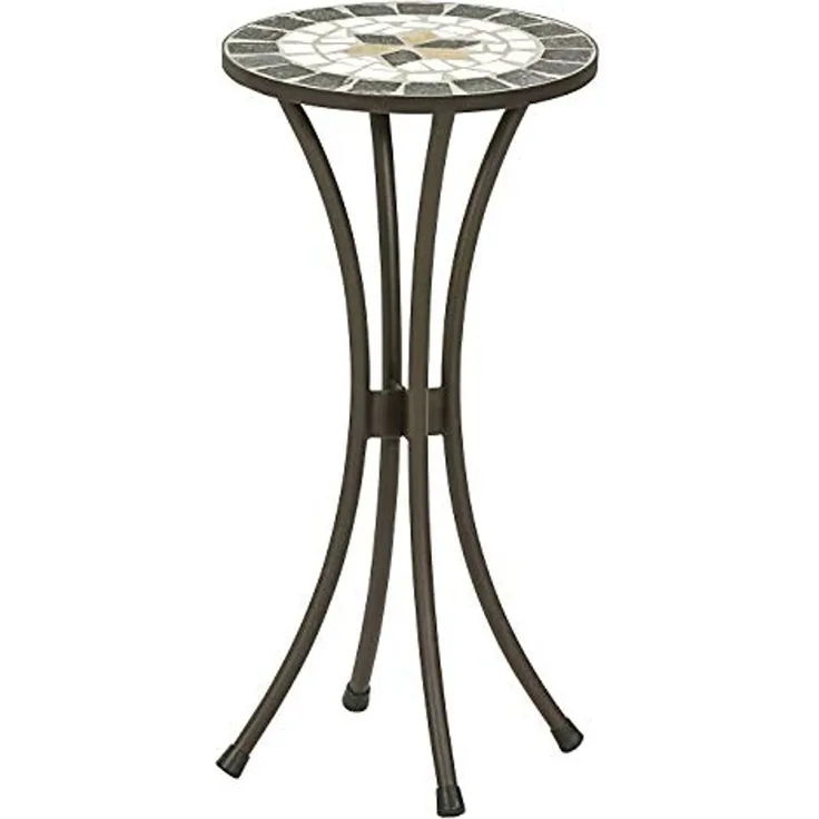 Dehner Blumenständer Blumenhocker Diana mit Mosaik, Stahl/Stein, Dekorativer Blumentisch mit Stern-Mosaik und wetterbeständigem Metall