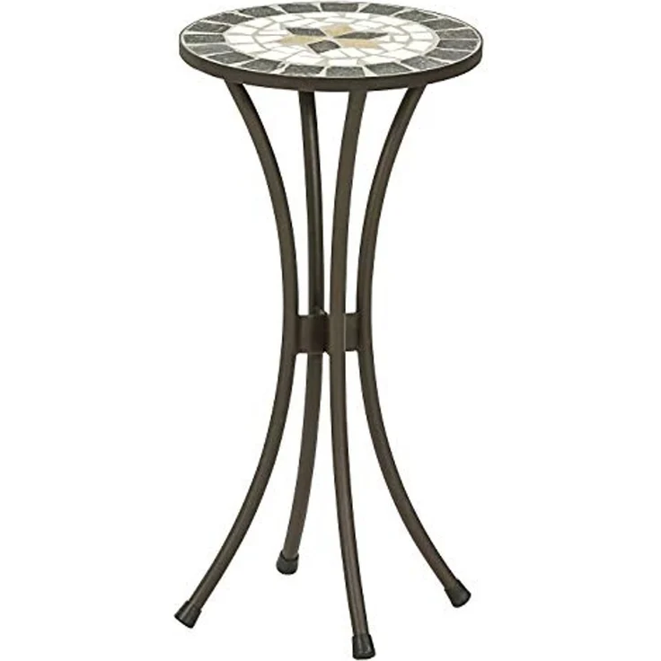 Dehner Blumenständer Blumenhocker Diana mit Mosaik, Stahl/Stein, Dekorativer Blumentisch mit Stern-Mosaik und wetterbeständigem Metall – Bild 1