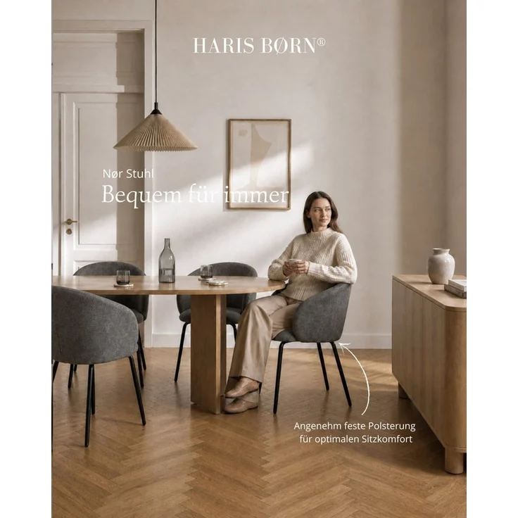 Haris Børn Esszimmerstuhl mit Armlehnen - Hochwertige Polsterstühle für Esszimmer (Set, 4 St), Premium Esszimmer Stühle & Wohnzimmer Stühle – Bild 3