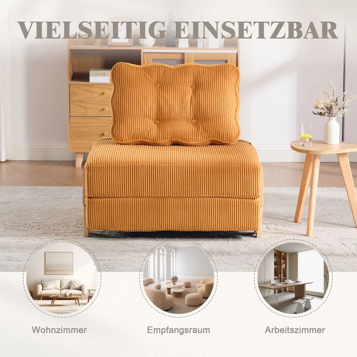 1-Sitzer Schlafsessel 90 x 86 x 84 cm aus Cord mit Schlaffunktion – Bild 8