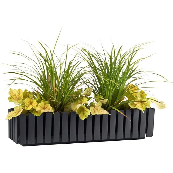 Blumenkasten Fency 75x18,5cm Anthrazit Bewässerungskasten Balkonkasten Drainage
