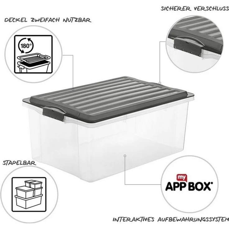 ROTHO Aufbewahrungsbox Compact Aufbewahrungsbox 38l mit Deckel, Kunststoff (PP) BPA-frei – Bild 2