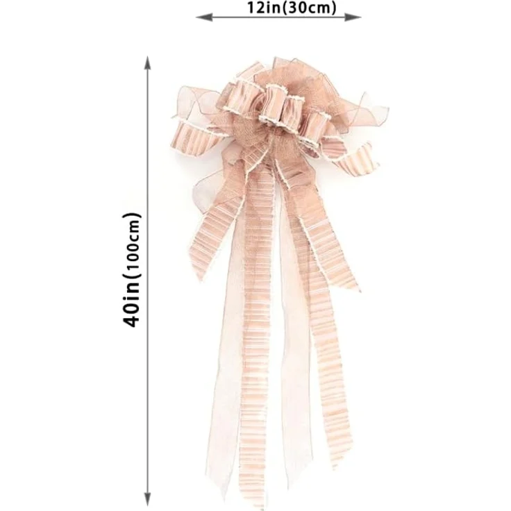 1 Stück – Handgefertigte Baumspitze mit Büffelkaromuster & Schleife, Weihnachtsdeko (100 cm) – Bild 2