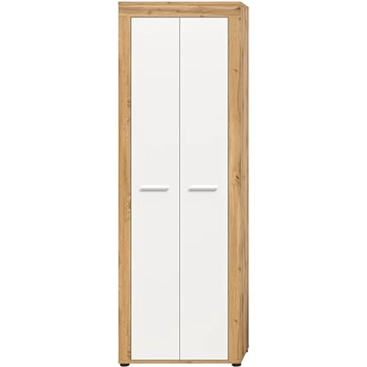 xonox. home Garderobe Jam X8BK6613 Schuhschrank Garderobenschrank Schrank in Wotan Eiche Nb, weiß. ca. 64 x 191 x 35 cm – Bild 5