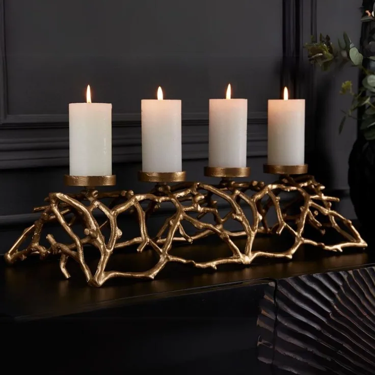 Stilvoller Kerzenständer CANDELA 60cm gold Aluminium Kerzenhalter