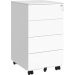 Songmics Rollcontainer abschließbar mit 4 Schubladen, Stahl wolkenweiß, 45,1 x 39 x 69,3 cm