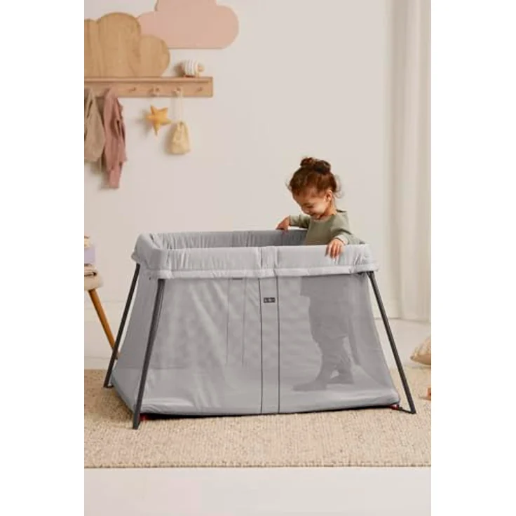 BABYBJÖRN Reisebett Light mit Spannbetttuch, Silber – Bild 6