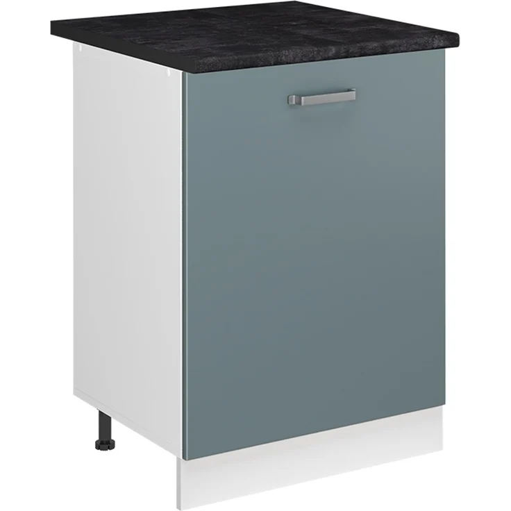 Küchenunterschrank R-Line Blau-Grau/Weiß 60 cm mit 1 Tür Arbeitsplatte Anthrazit Vicco – Bild 1