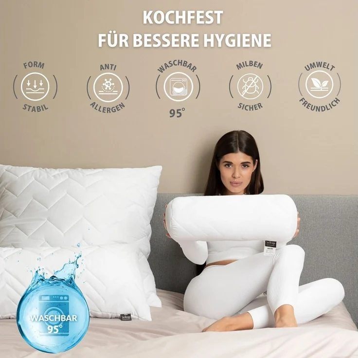 SEI Design Microfaserkissen Nackenrolle 15x40 - NORDIC, Füllung: 100% Mikrofaser, Bezug: Microfaser, Seitenschläfer, Rückenschläfer, Bauchschläfer, 1 Stück, Kochwäsche – Bild 3