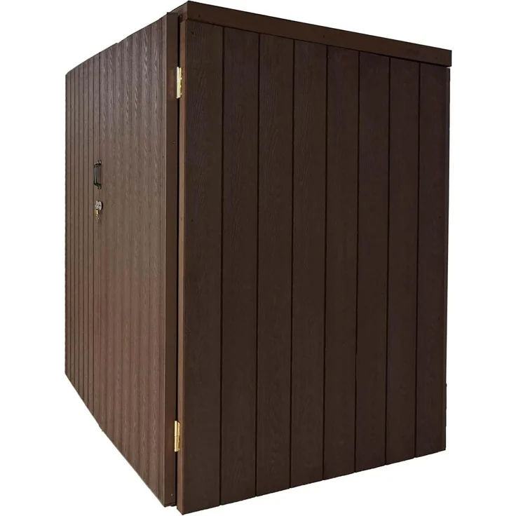 WPC-Fahrradgarage HWC-J29, Geräteschuppen Fahrradbox, Metall Holzoptik abschließbar ~ 2 Räder 172x213x112cm braun – Bild 6