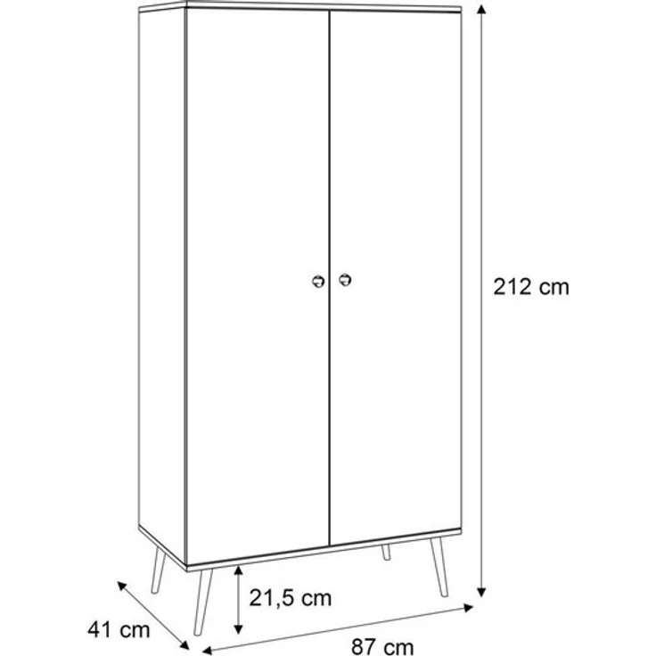 Lookway Kleiderschrank HARMONY zweitüriger Schrank mit Kleiderstange – Bild 4