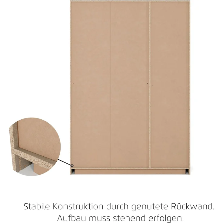 rauch Kleiderschrank, Schwebetürenschrank SUBITO, 2-türig, 1 Spiegeltüre, Alpinweiß, 136 x 197 x 61 cm – Bild 18