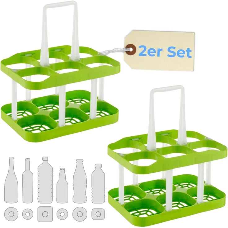 2er Set Flaschentasche Flaschenträger 6 Flaschen Flaschenkorb Flaschensammler Flaschenaufbewahrung Flaschenkörbe & -Träger Flaschen Aufbewahrung – Bild 1