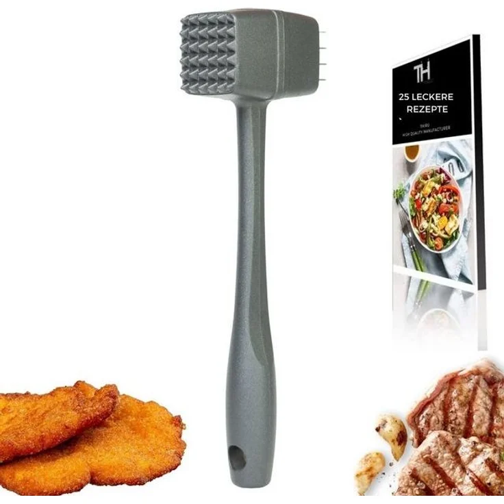Thiru Fleischklopfer Fleischhammer Schnitzel, Kotelett - Hammer-Kopf mit Zwei Schlagflächen – Bild 4