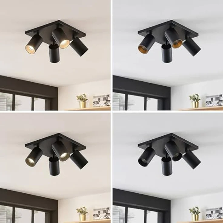 Arcchio Strahler Brinja, 4-flammige Deckenlampe in Schwarz aus Aluminium, GU10, modern, Flurleuchte – Bild 4