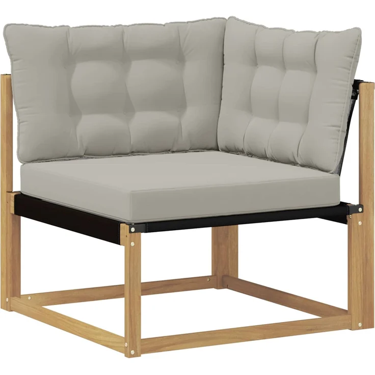 vidaXL Outdoor-Sofagarnitur 7 Stk. Weiß und Hellgrau Massivholz Akazie 3388881 – Bild 6