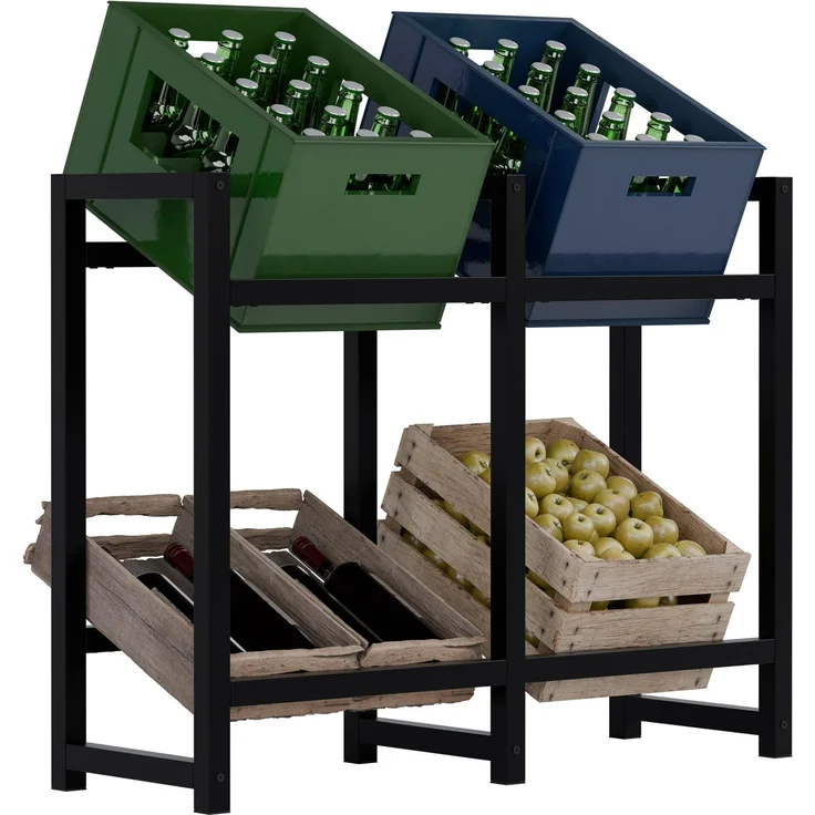 CLP Getränkekistenständer Stack aus Metall freistehend robust stabil,schwarz 75x91x31 cm – Bild 1