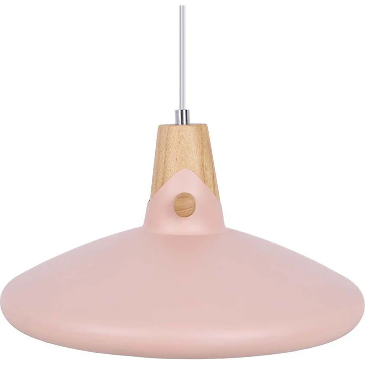 Hängeleuchte, pink, Metall, Holzoptik, H 150 cm – Bild 9
