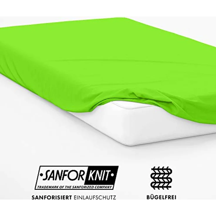 Jacobson Laken to GO Spannbettlaken Jersey Spannbetttücher Bettlaken 50% Baumwolle 50% Polyester (180x200-200x200 cm 1er Set, Apfelgrün) – Bild 5