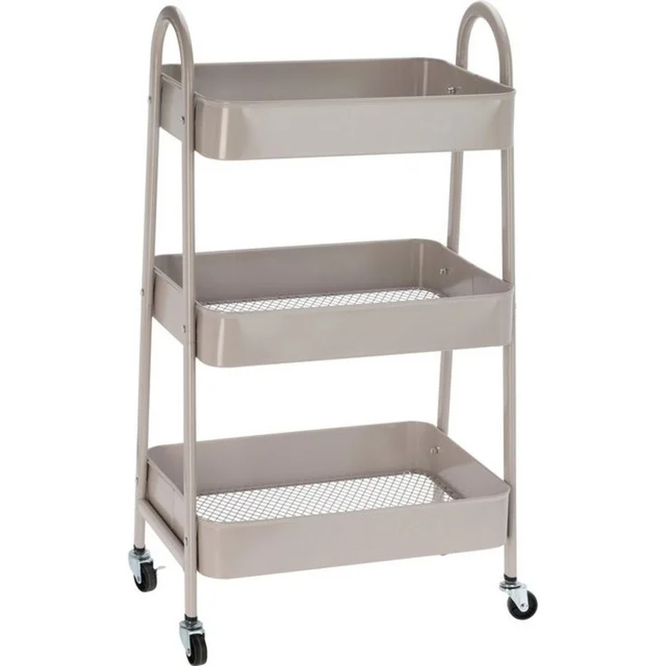 Koopman Küchenwagen Rollwagen Aufbewahrung Metall 79x44x32 cm Bausatz Montage Grau, (1 St), Grau, 79x44x32cm, Metall, 3 Ebenen, mit Rollen – Bild 4