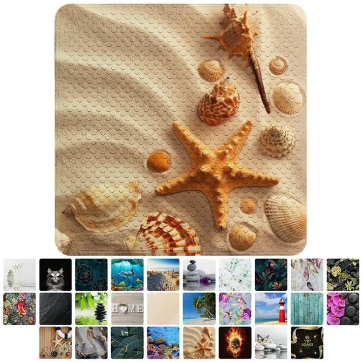 Sanilo Duschmatte, mit Motiv, rutschfest, waschbar, quadratisch, 230 extra starke Saugnäpfe, Kunststoff PVC, 53 x 53 cm, Sanibel – Bild 4