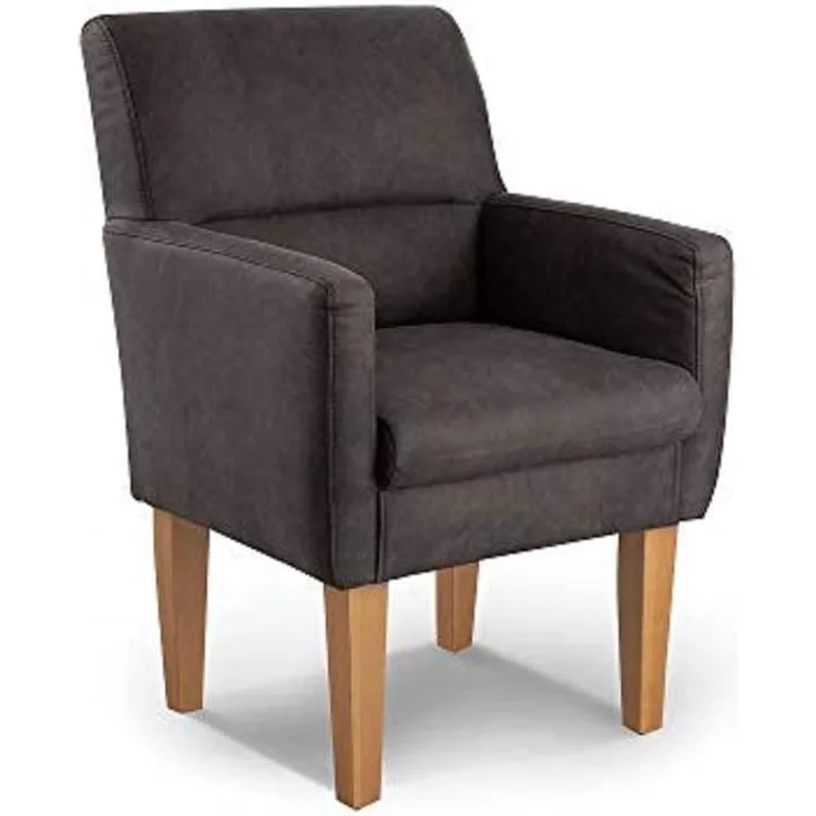 CAVADORE Diningsessel Kira / Polstersessel für Küche, Esszimmer oder Wohnküche in Lederoptik / Passend zur Küchengarnitur Kira / 66 x 96 x 71 / Hochwertiges Mikrofaser: Grau