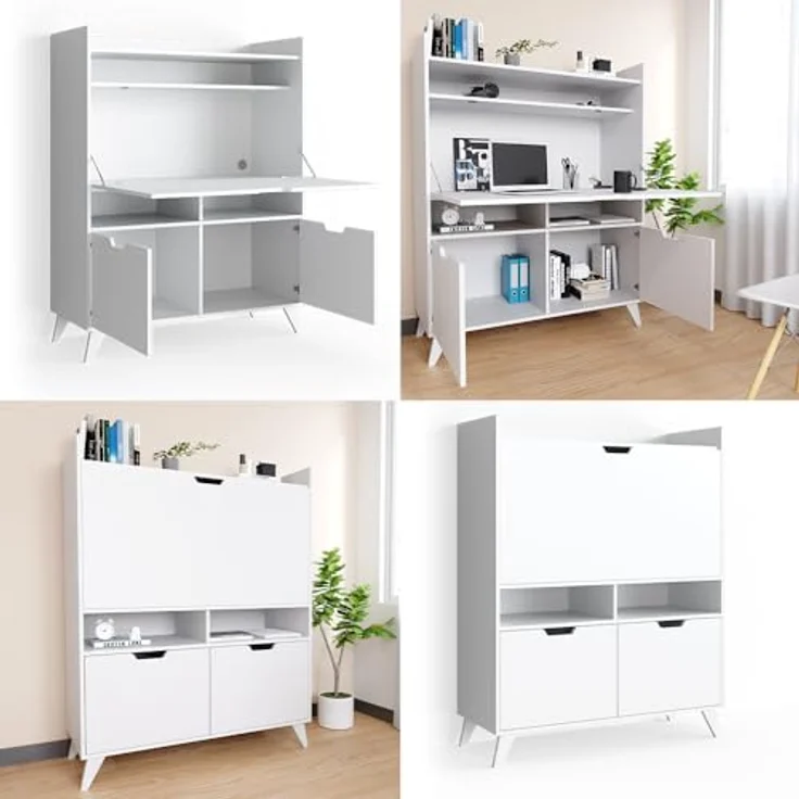 Sekretär Schreibtisch Berdi Weiß 110 x 45 cm Vicco – Bild 9