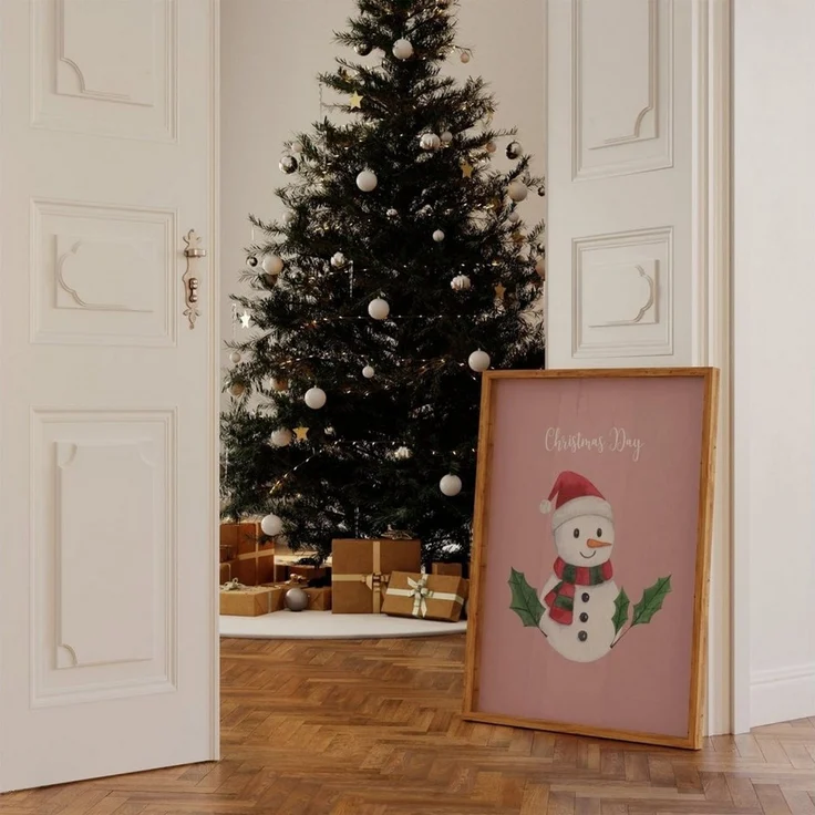 JUSTGOODMOOD Poster Weihnachtsposter Merry Christmas Aquarell Geschenkidee Weihnachtsbaum, Zuckerstange (1 St) – Bild 4