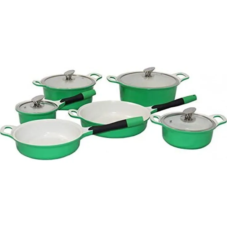 DM-Handel Topf-Set Topf-Set Induktion 10-Tlg, (Kochgeschirr-Set Töpfe und Pfannen Set, 10-tlg, Keramik Antihaftbeschichtung Pfannenset Grün), Induktion, mit Keramik-Antihaftversiegelung, mit Deckeln