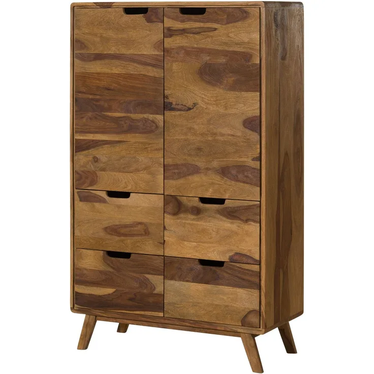 Highboard Sheesham 90x40x145 natur sandgestrahlt lackiert MALMÖ 2 #210