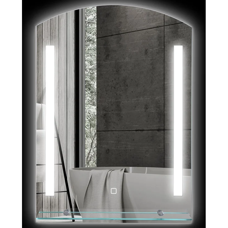 MELAYR, Badezimmerspiegel mit LED-Beleuchtung, elegant und hochwertig, Glas, Aluminium, 50 x 12 x 70 cm, Silber – Bild 2