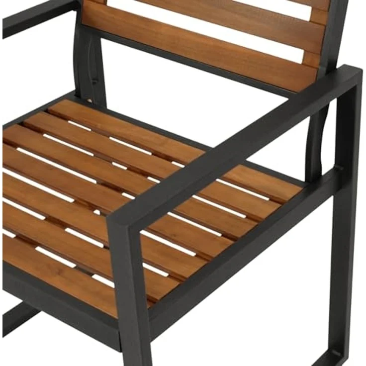 DEGAMO Garten-Essgruppe RAGUSA (1x Bank, 2x Sessel, 1x Tisch), (4-tlg), Metall anthrazit + Akazie, modernes Design – Bild 3