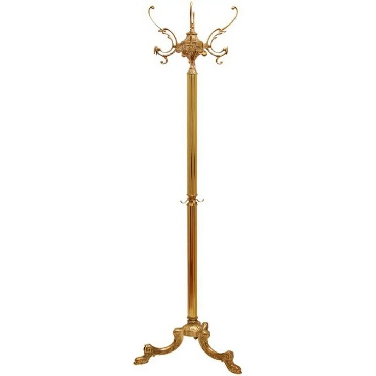 Belle Arti Garderobenständer Garderobenständer Kleiderständer Standgarderobe Barock Messing gold, (edel, Stabil), Garderobe Metall Vintage Retro Antik mit Haken freistehend rostfrei – Bild 1