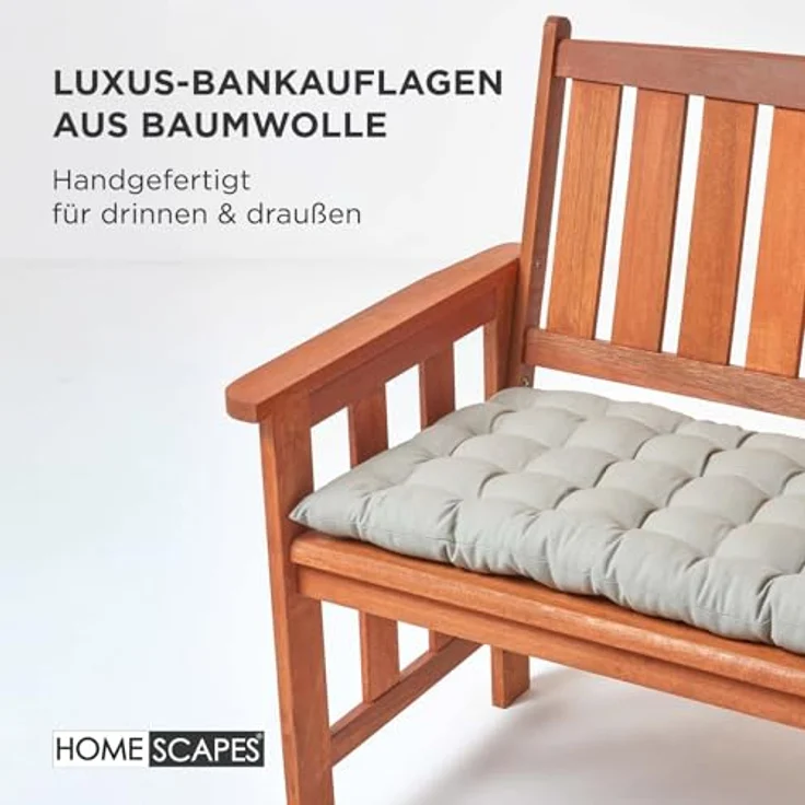 Homescapes Stuhlkissen 2er Bankauflage grau 100% Baumwolle – Bild 4