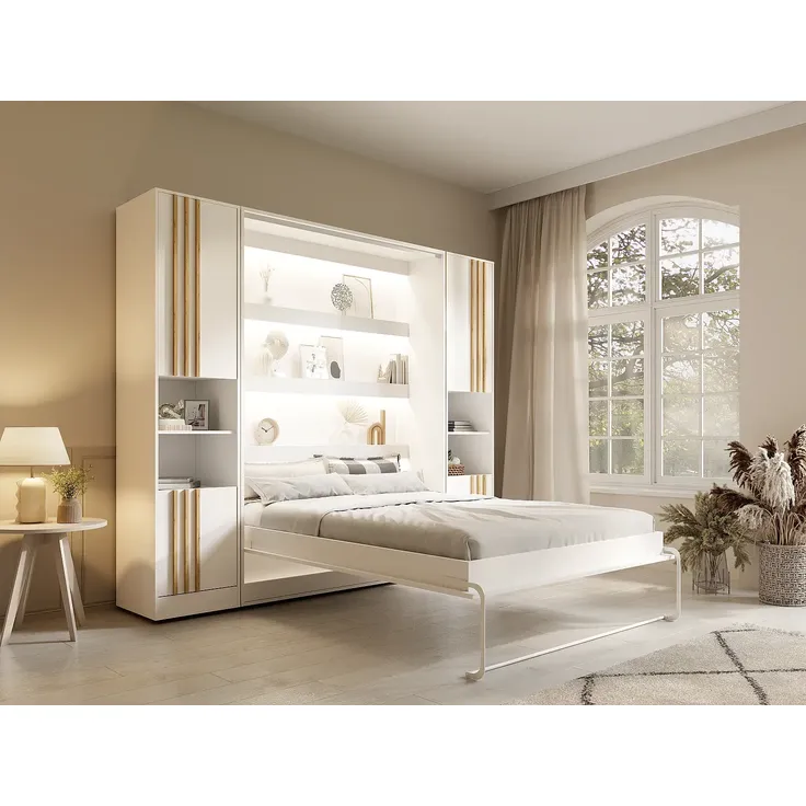 Vente-unique - RAPILI Bett Holz, Platte Weiß - B 51,2 cm239,2 cm x H 225,2 cm x L 259 cm