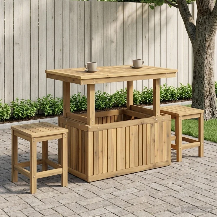 vidaXL Gartenkaffee Tisch aus massivem Akazienholz höhenverstellbar 901707 – Bild 3